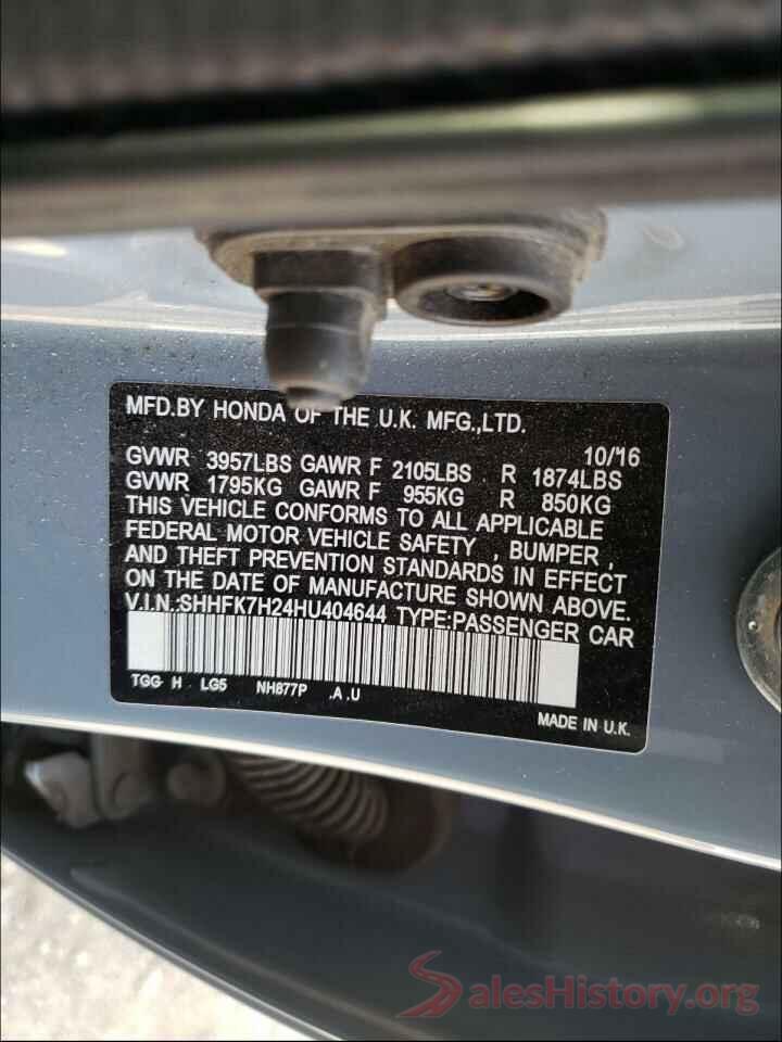 SHHFK7H24HU404644 2017 HONDA CIVIC