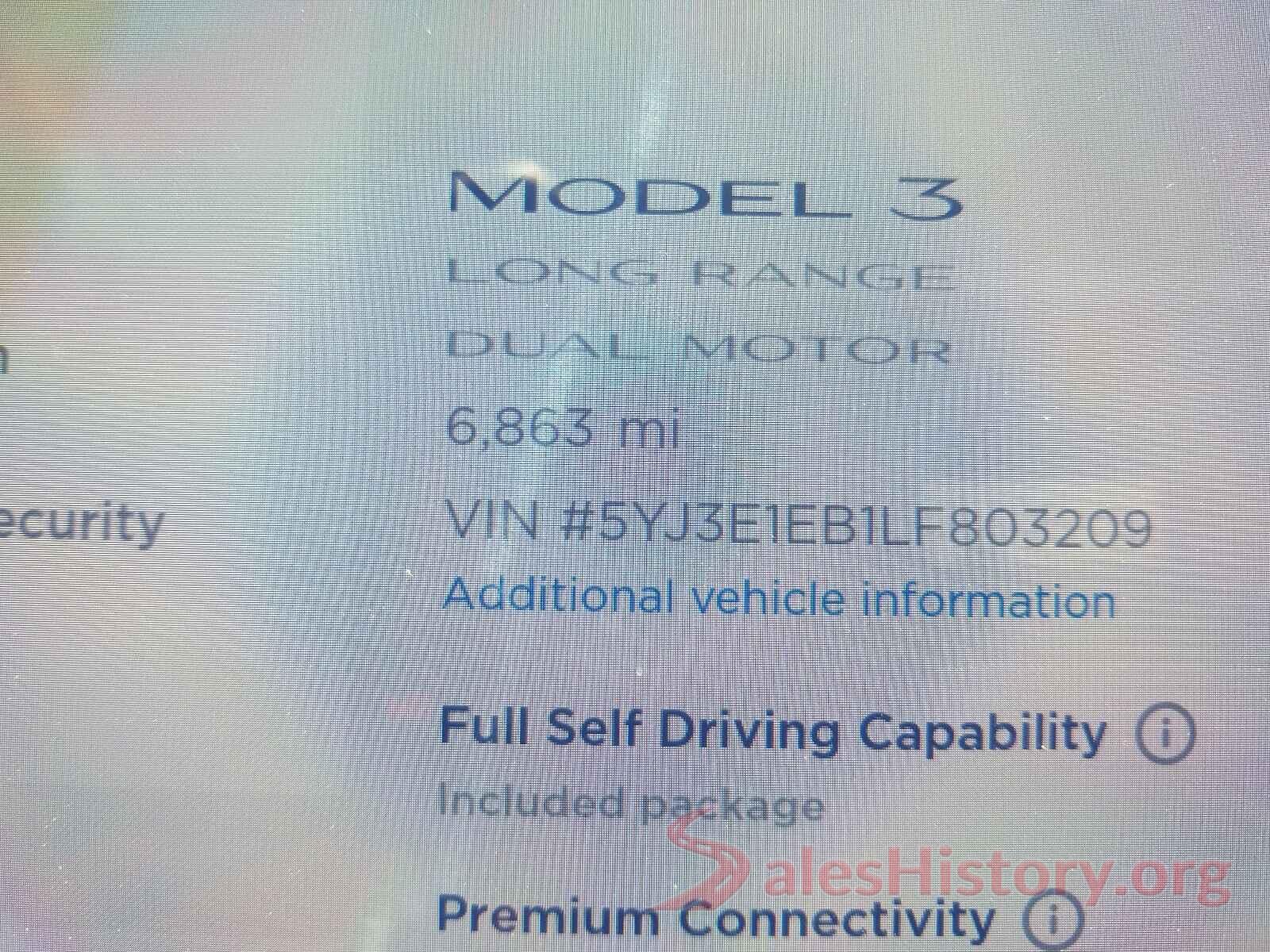 5YJ3E1EB1LF803209 2020 TESLA MODEL 3