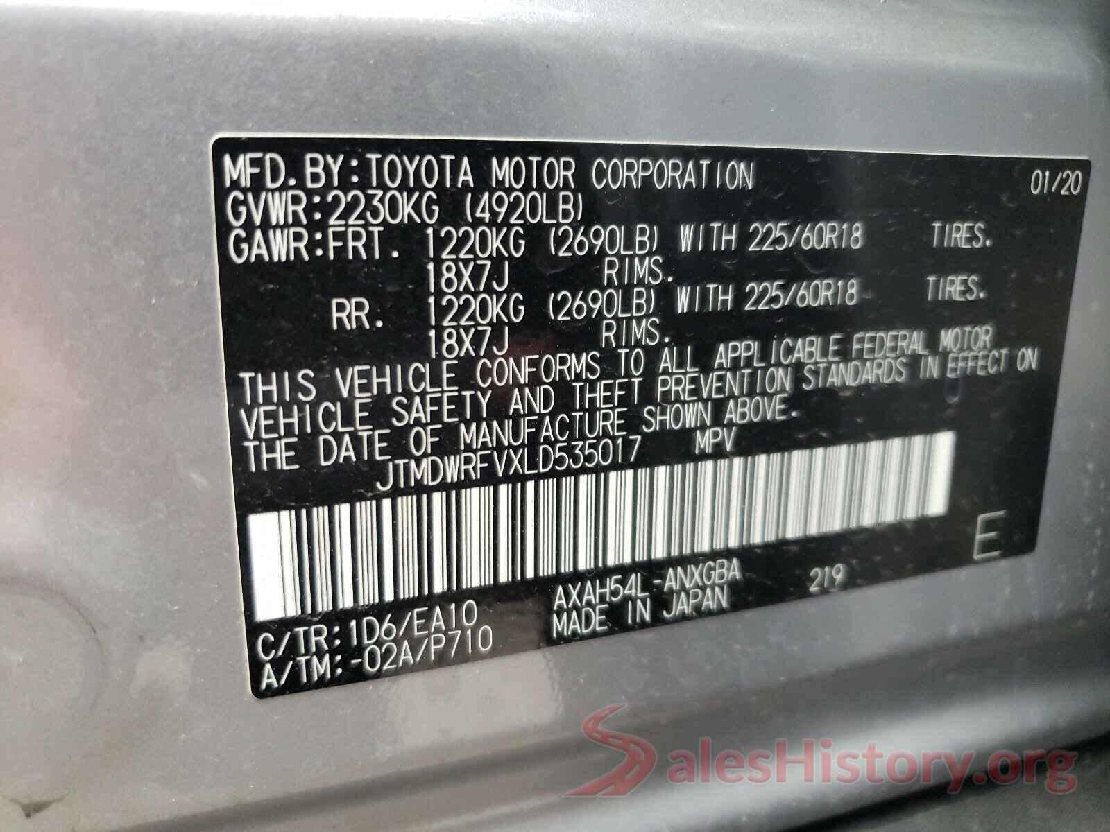 JTMDWRFVXLD535017 2020 TOYOTA RAV4