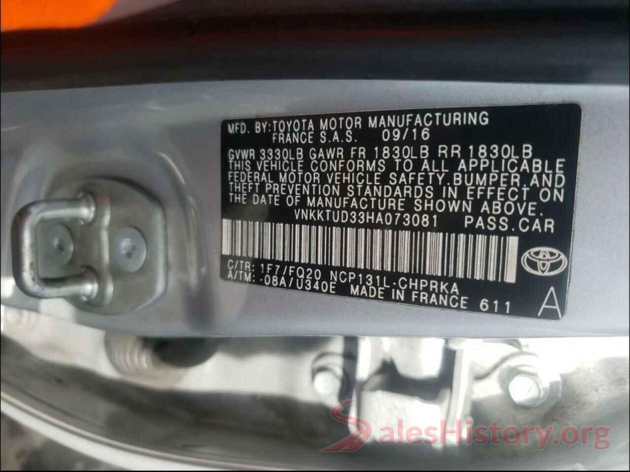 VNKKTUD33HA073081 2017 TOYOTA YARIS