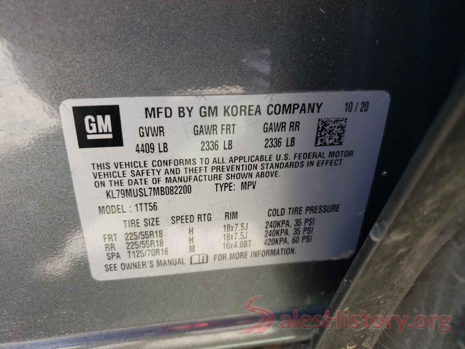 KL79MUSL7MB082200 2021 CHEVROLET TRAILBLAZE