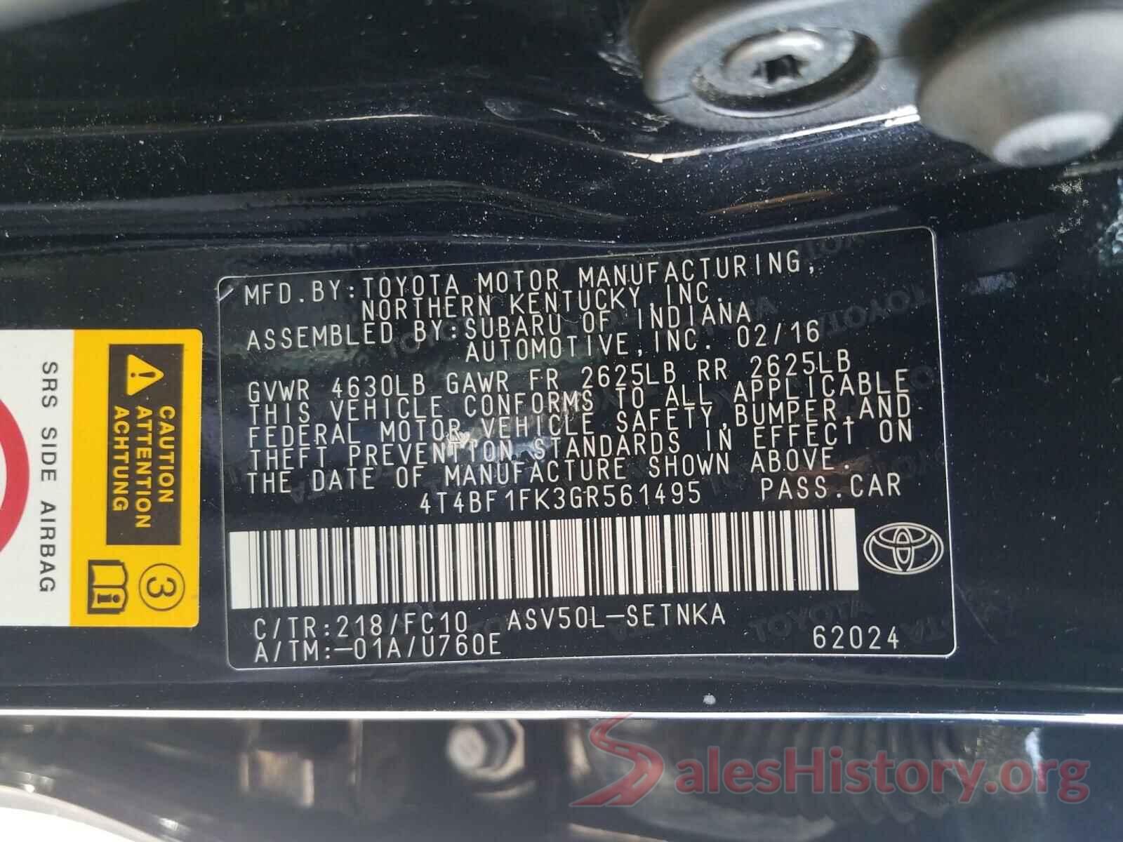 4T4BF1FK3GR561495 2016 TOYOTA CAMRY