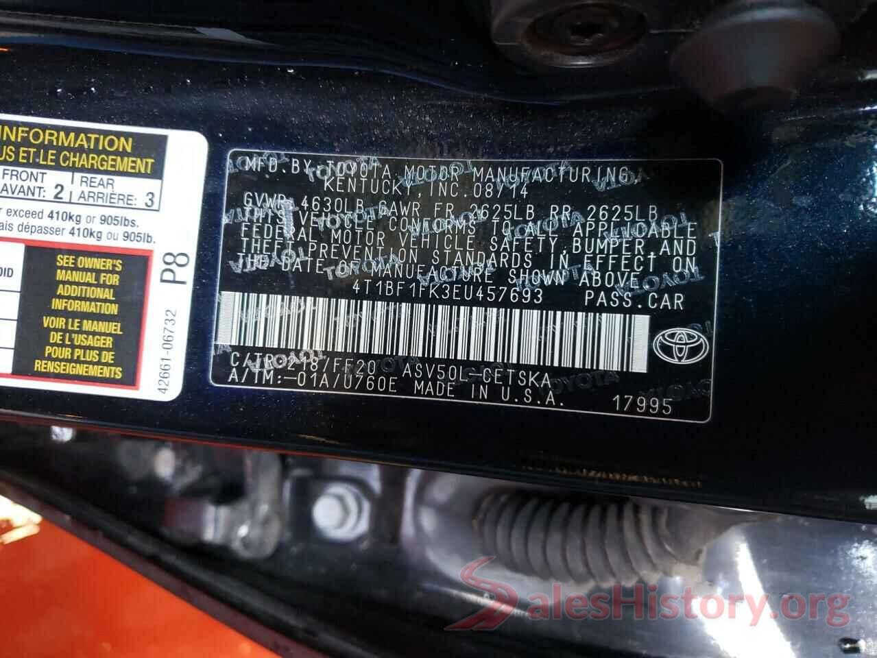 4T1BF1FK3EU457693 2014 TOYOTA CAMRY