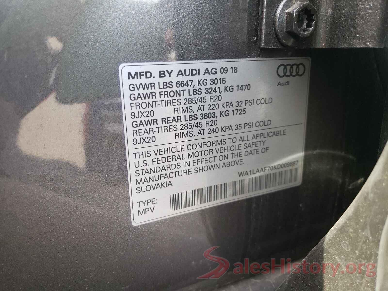 WA1LAAF70KD009887 2019 AUDI Q7