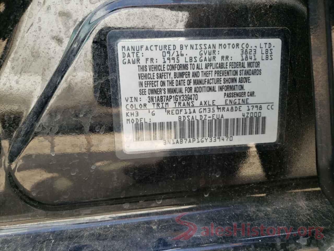 3N1AB7AP1GY339470 2016 NISSAN SENTRA