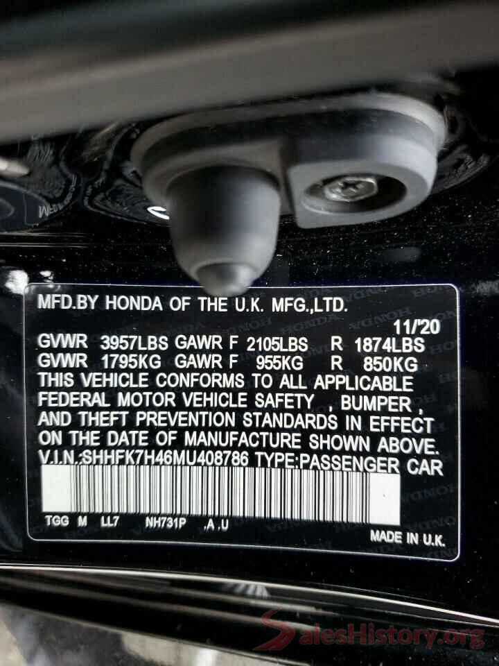 SHHFK7H46MU408786 2021 HONDA CIVIC