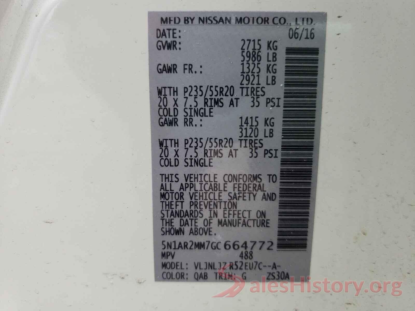 5N1AR2MM7GC664772 2016 NISSAN PATHFINDER