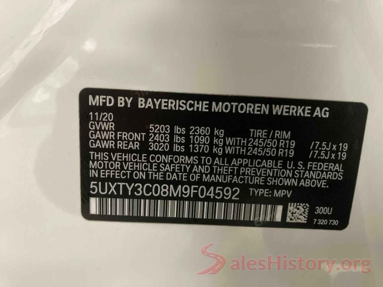 5UXTY3C08M9F04592 2021 BMW X3