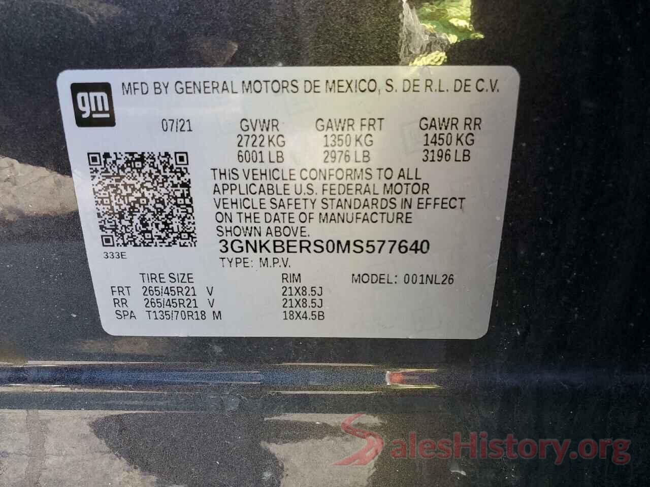 3GNKBERS0MS577640 2021 CHEVROLET BLAZER