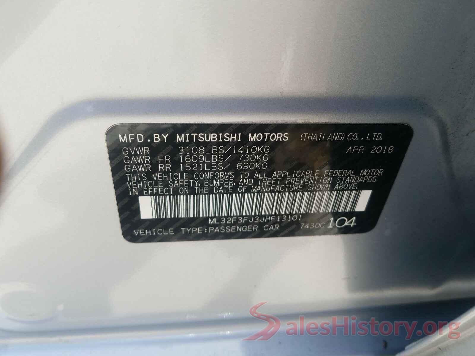 ML32F3FJ3JHF13101 2018 MITSUBISHI MIRAGE