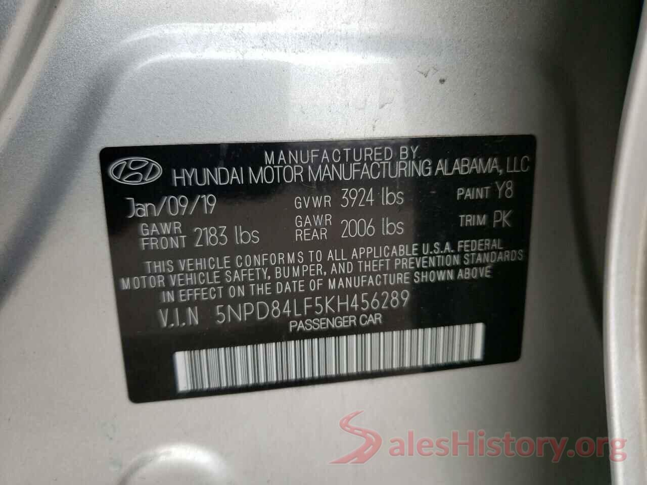 5NPD84LF5KH456289 2019 HYUNDAI ELANTRA