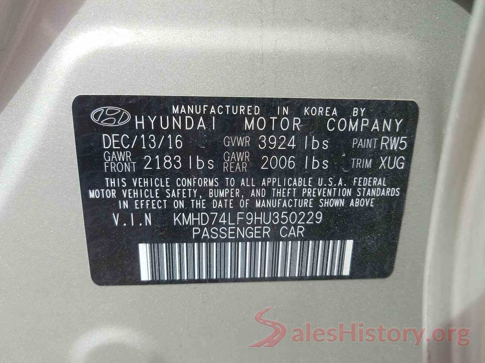 KMHD74LF9HU350229 2017 HYUNDAI ELANTRA