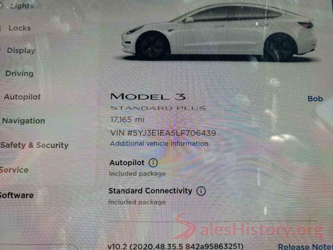 5YJ3E1EA5LF706439 2020 TESLA MODEL 3