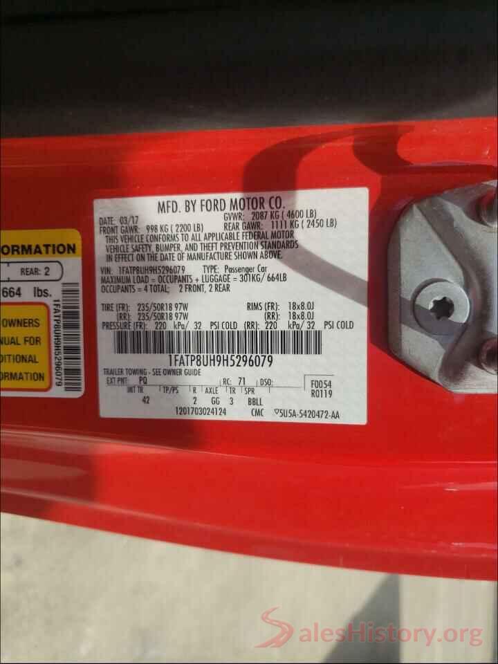 1FATP8UH9H5296079 2017 FORD MUSTANG