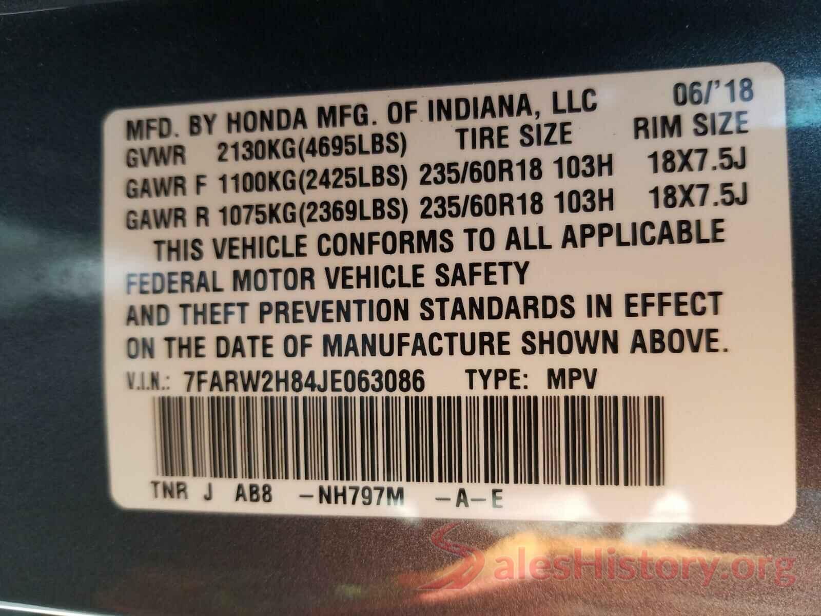 7FARW2H84JE063086 2018 HONDA CRV