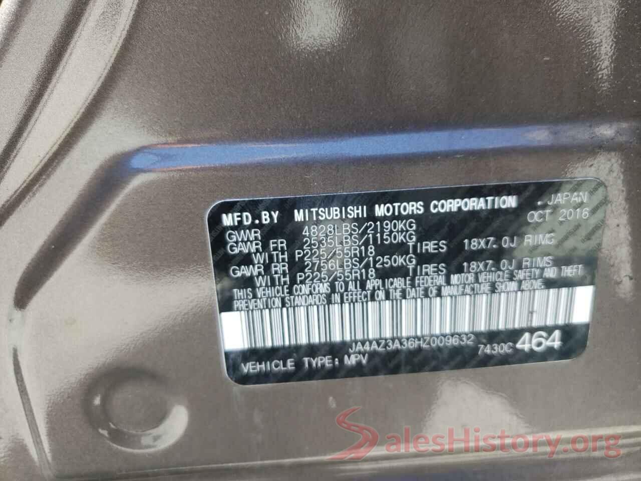 JA4AZ3A36HZ009632 2017 MITSUBISHI OUTLANDER