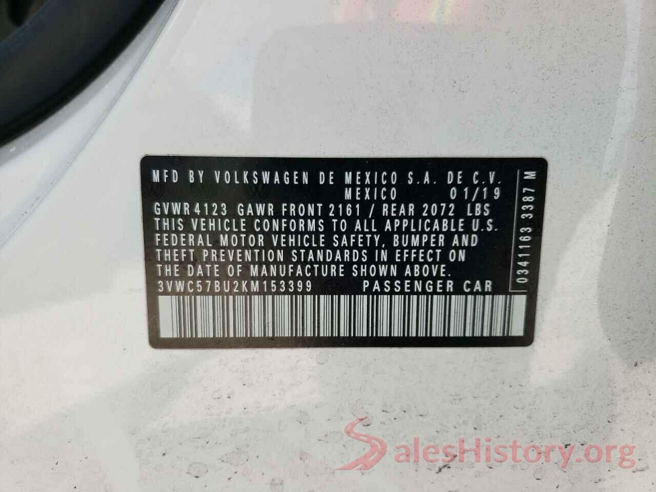 3VWC57BU2KM153399 2019 VOLKSWAGEN JETTA