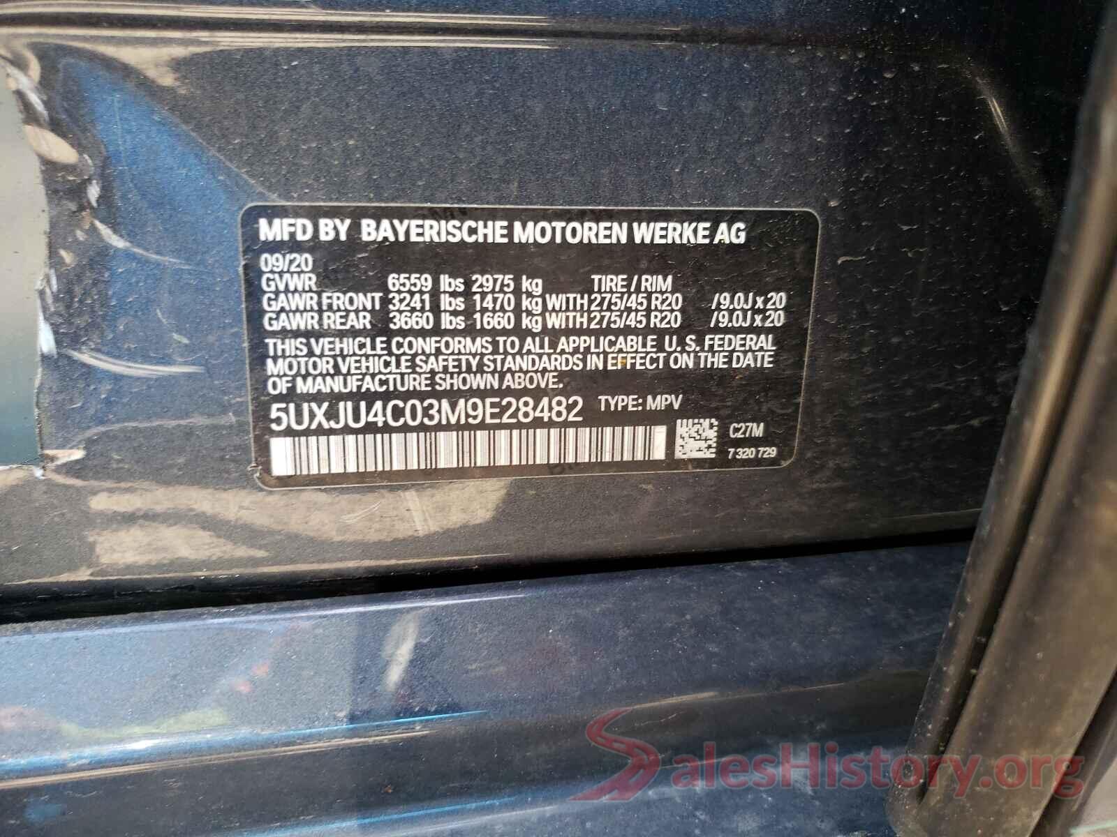 5UXJU4C03M9E28482 2021 BMW X5