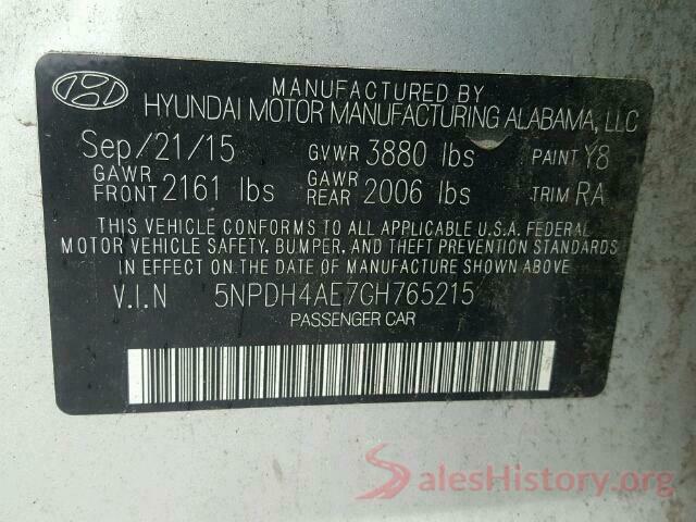 5NPDH4AE7GH765215 2016 HYUNDAI ELANTRA