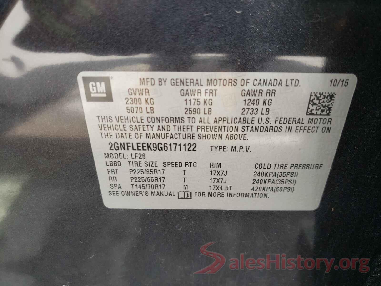 2GNFLEEK9G6171122 2016 CHEVROLET EQUINOX