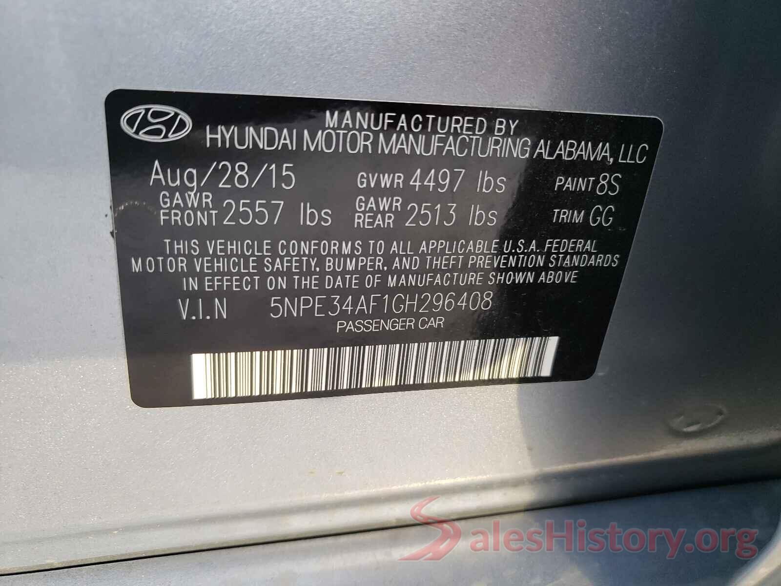 5NPE34AF1GH296408 2016 HYUNDAI SONATA