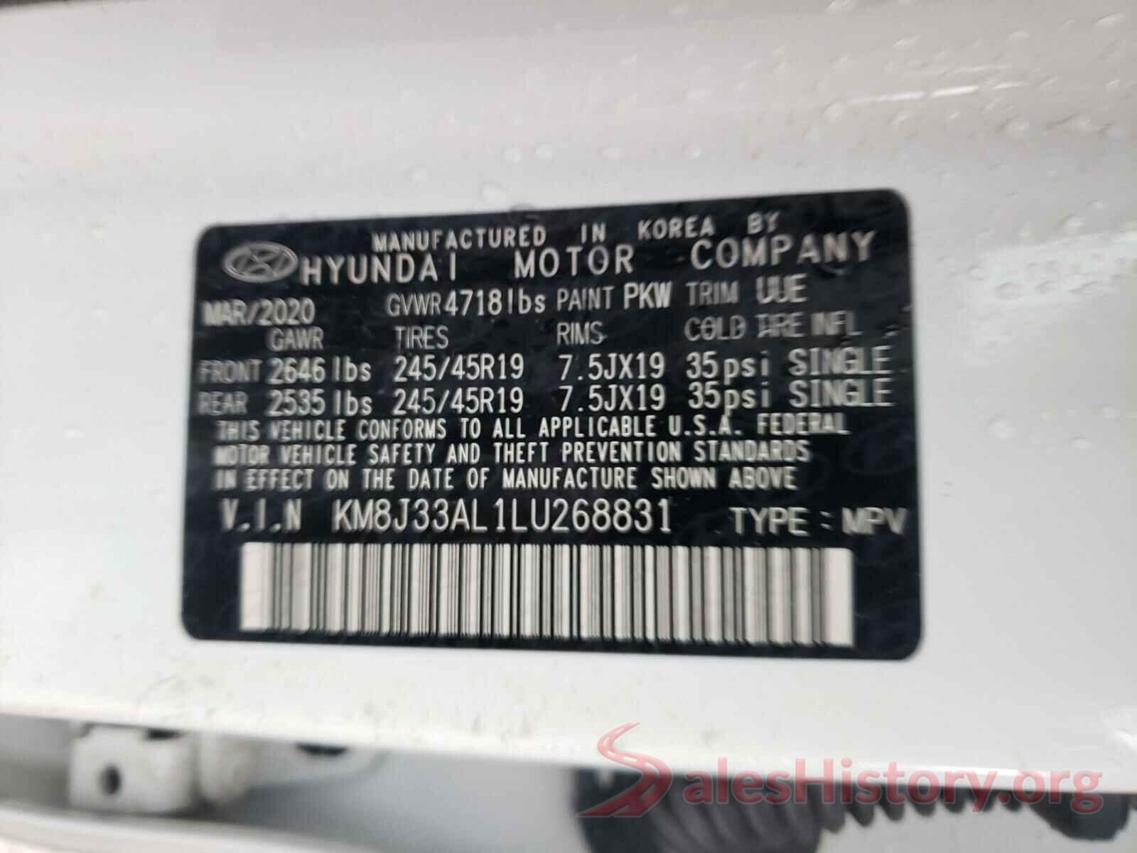 KM8J33AL1LU268831 2020 HYUNDAI TUCSON