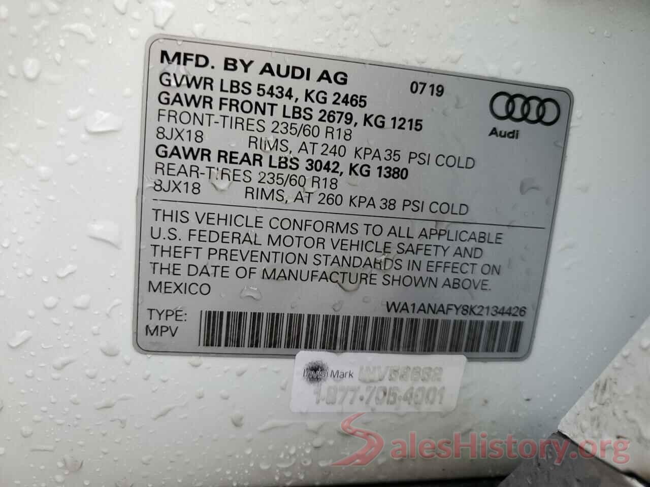 WA1ANAFY8K2134426 2019 AUDI Q5