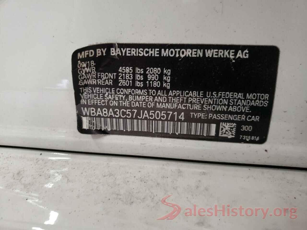 WBA8A3C57JA505714 2018 BMW 3 SERIES