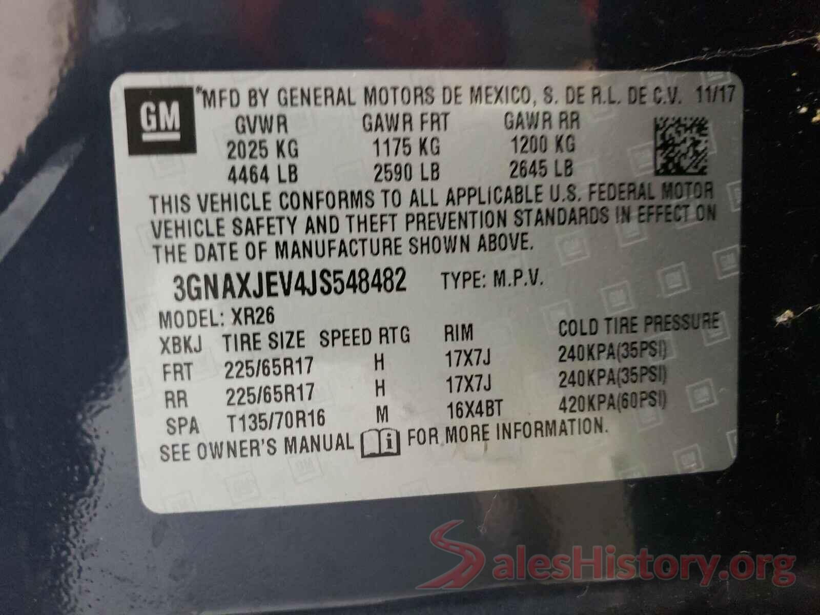 3GNAXJEV4JS548482 2018 CHEVROLET EQUINOX