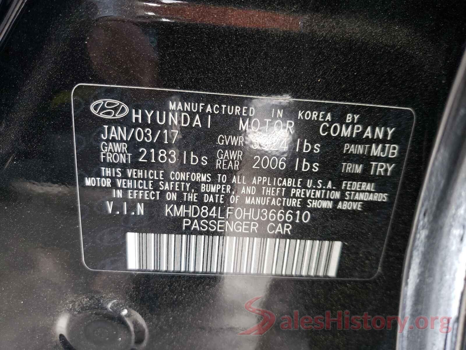 KMHD84LF0HU366610 2017 HYUNDAI ELANTRA