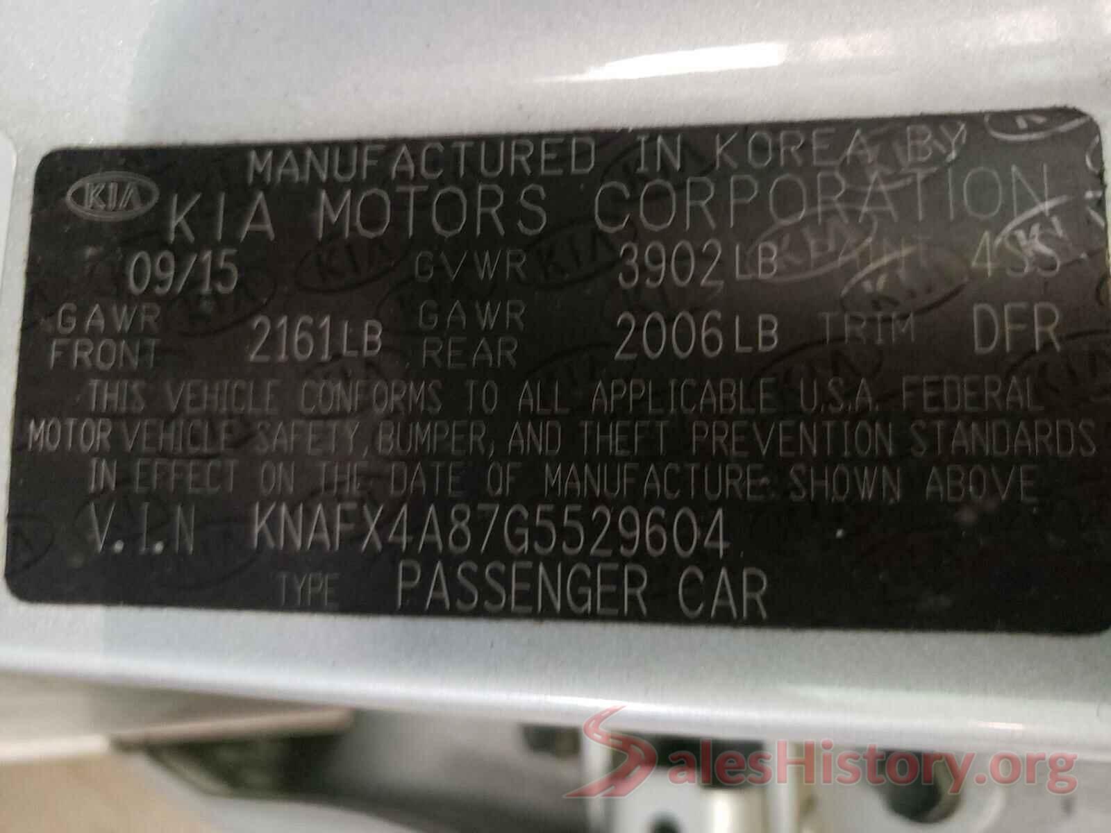 KNAFX4A87G5529604 2016 KIA FORTE