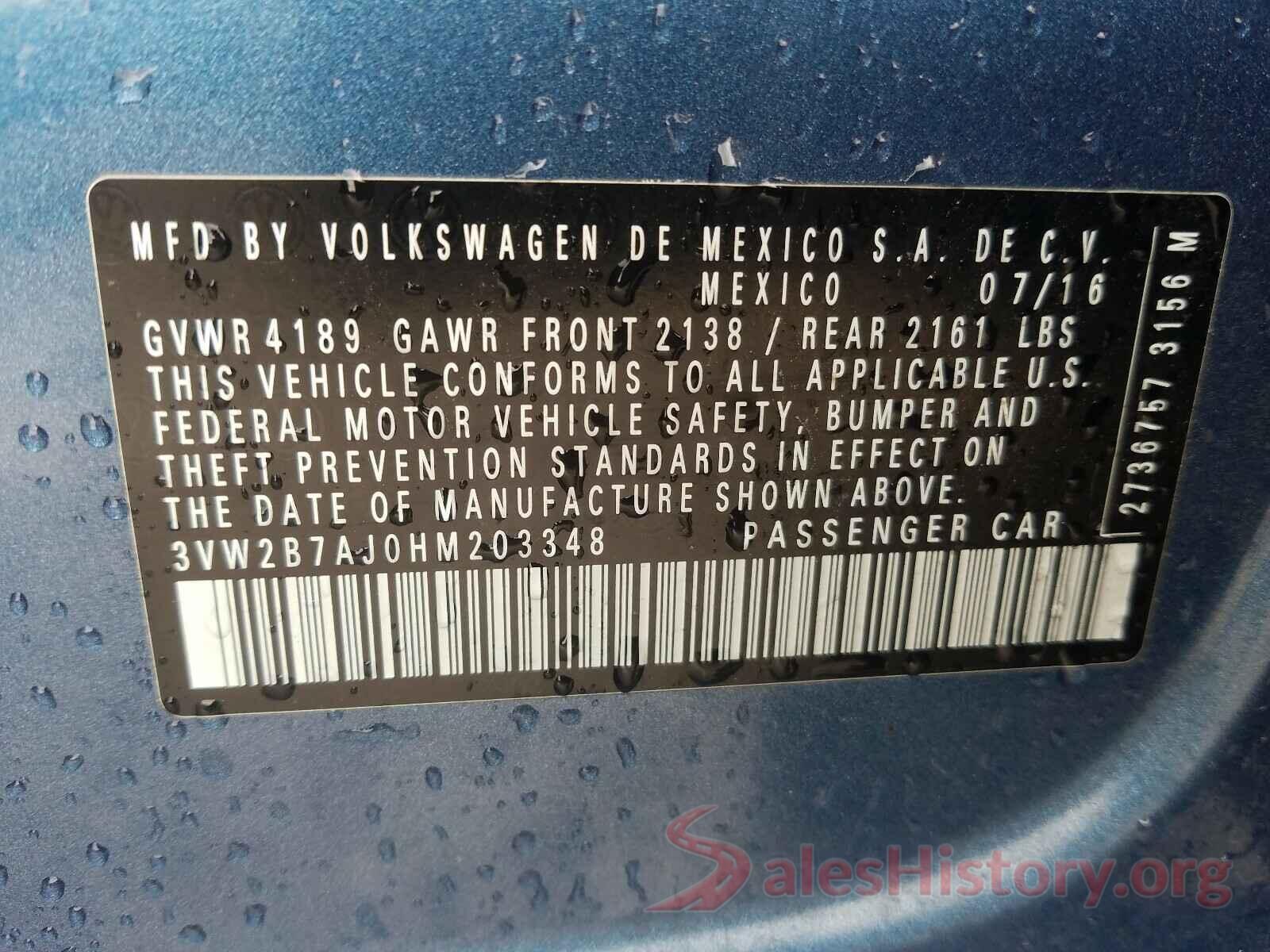 3VW2B7AJ0HM203348 2017 VOLKSWAGEN JETTA