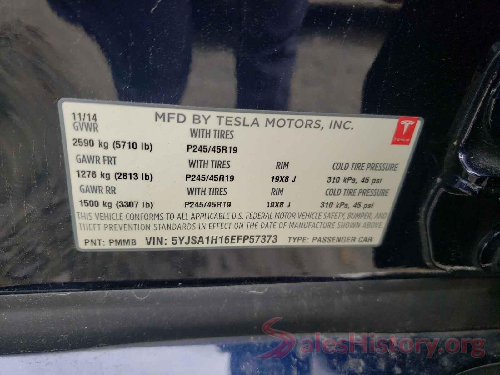 5YJSA1H16EFP57373 2014 TESLA MODEL S