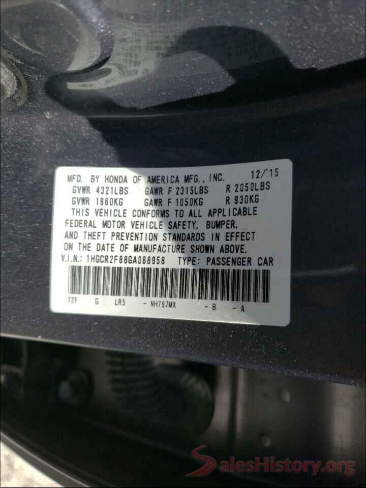 1HGCR2F88GA088958 2016 HONDA ACCORD