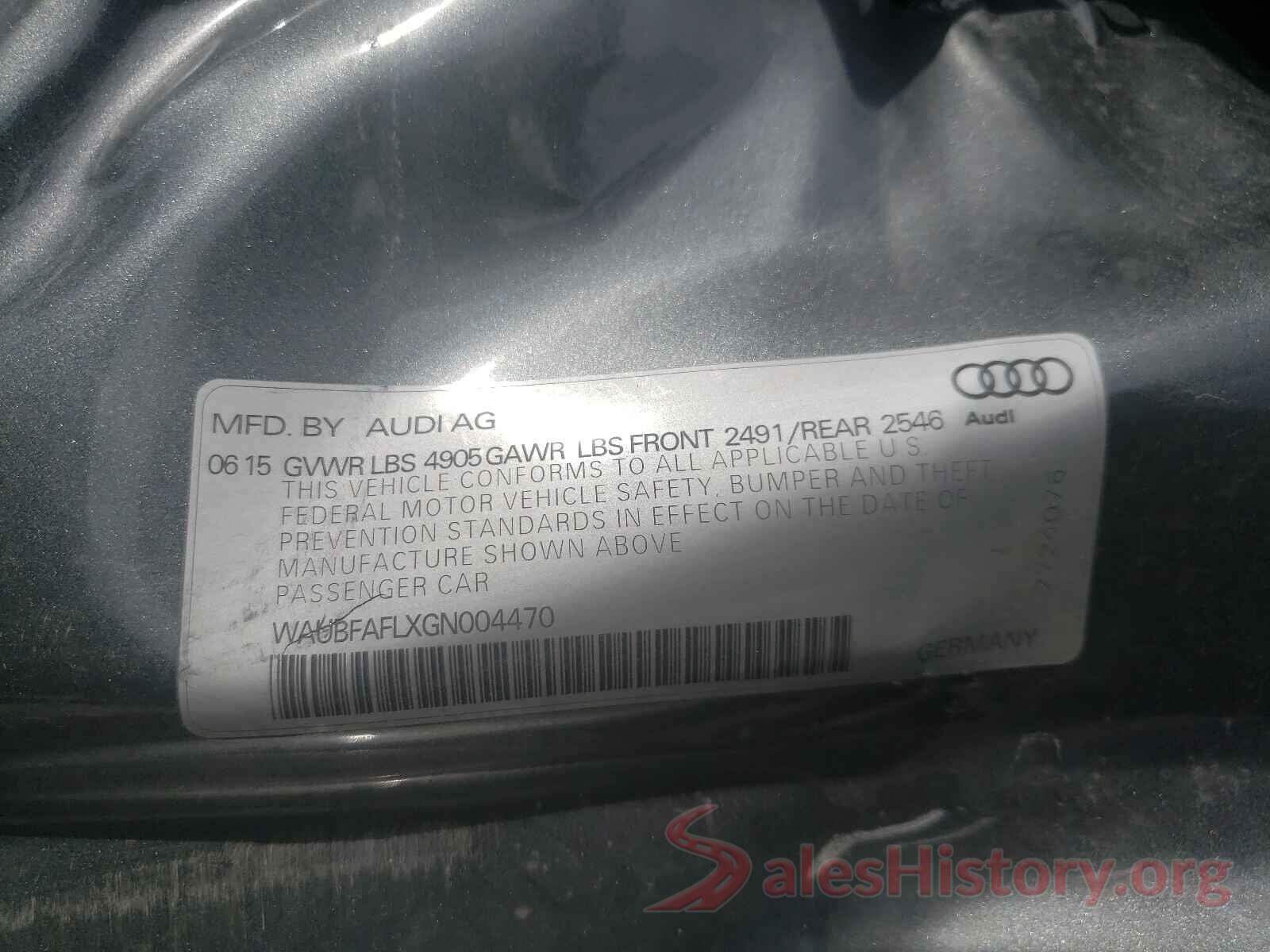 WAUBFAFLXGN004470 2016 AUDI A4