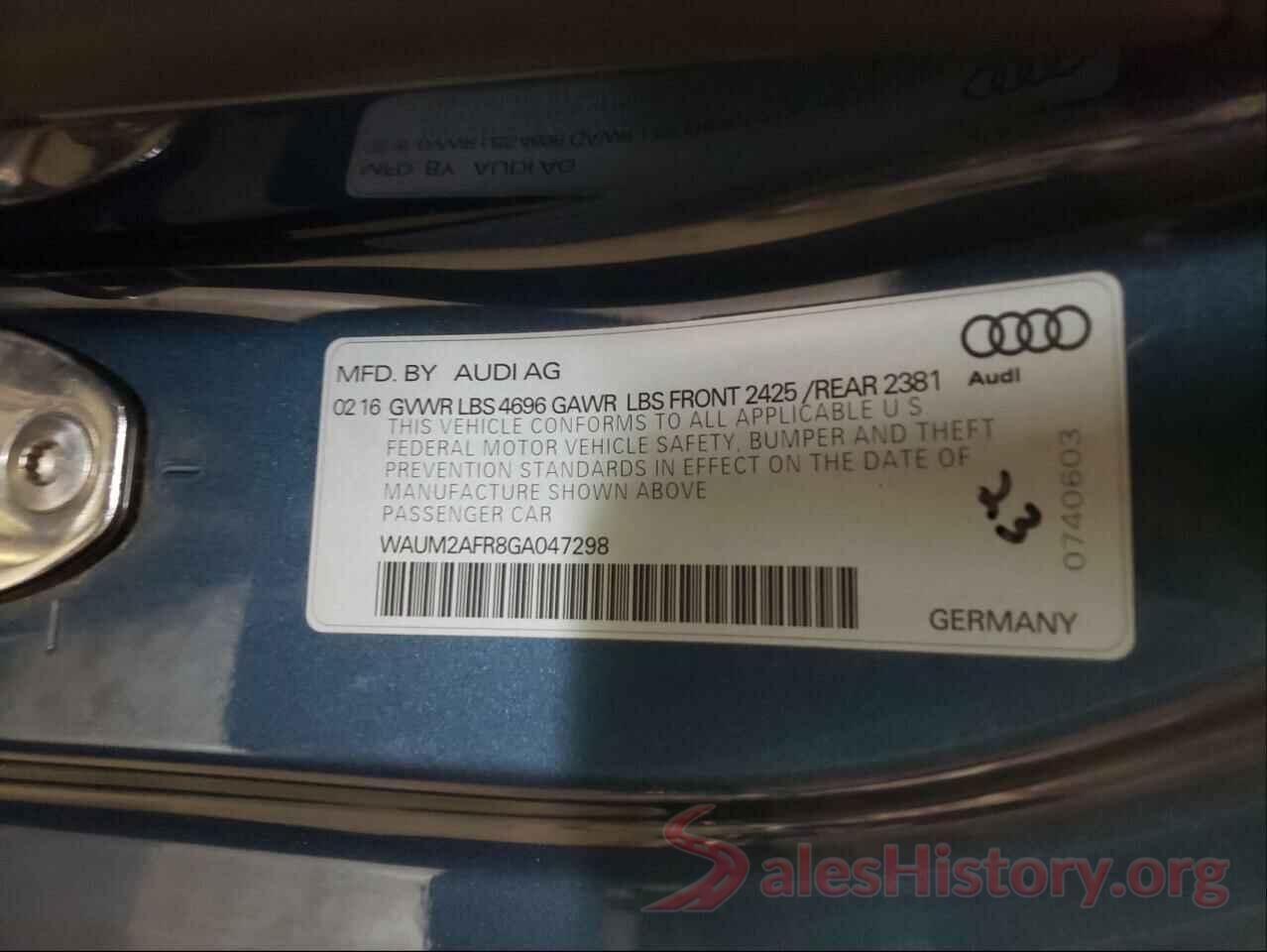 WAUM2AFR8GA047298 2016 AUDI A5