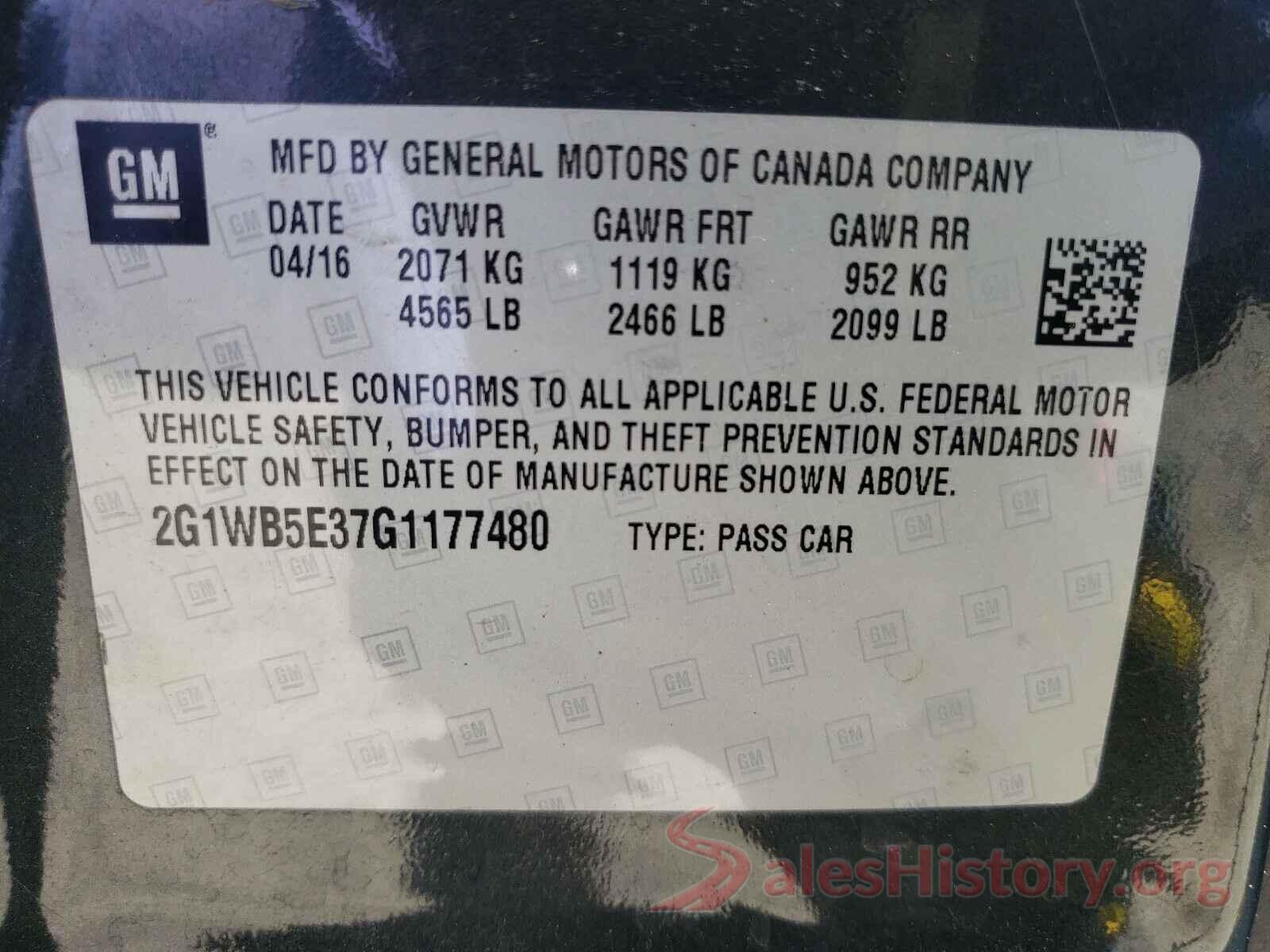 2G1WB5E37G1177480 2016 CHEVROLET IMPALA