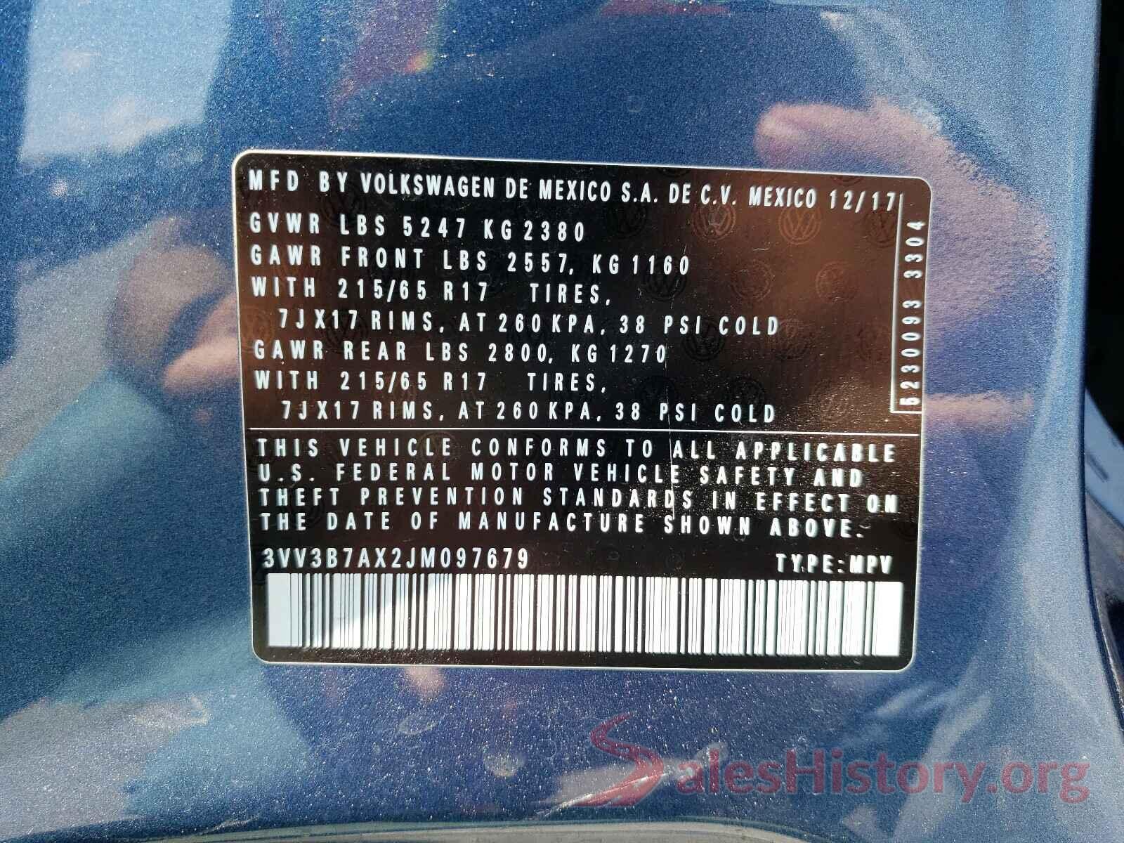 3VV3B7AX2JM097679 2018 VOLKSWAGEN TIGUAN