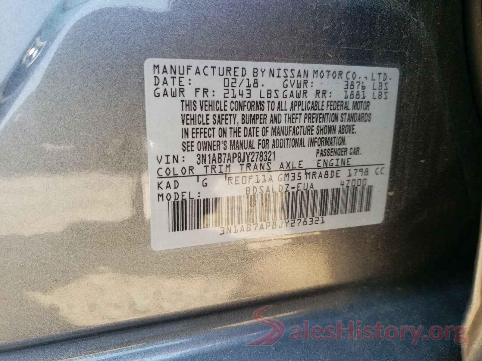 3N1AB7AP8JY278321 2018 NISSAN SENTRA