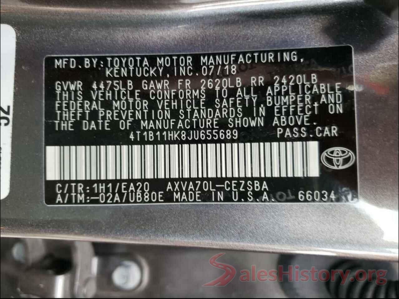 4T1B11HK8JU655689 2018 TOYOTA CAMRY