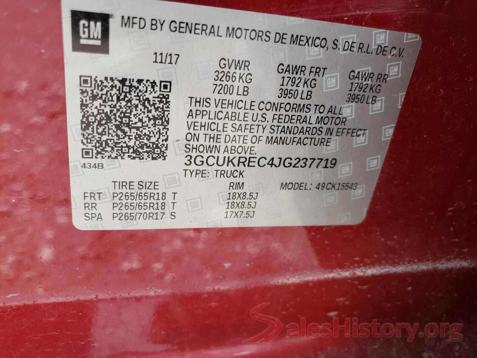 3GCUKREC4JG237719 2018 CHEVROLET SILVERADO