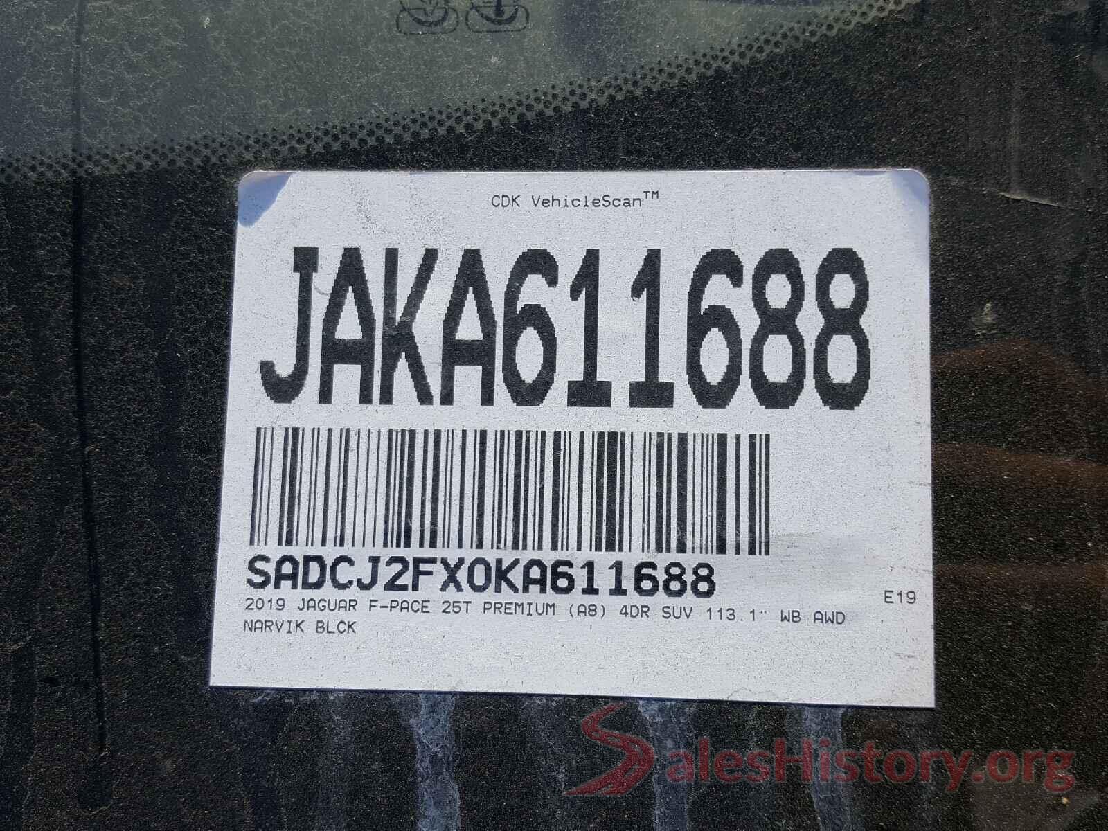 SADCJ2FX0KA611688 2019 JAGUAR F-PACE