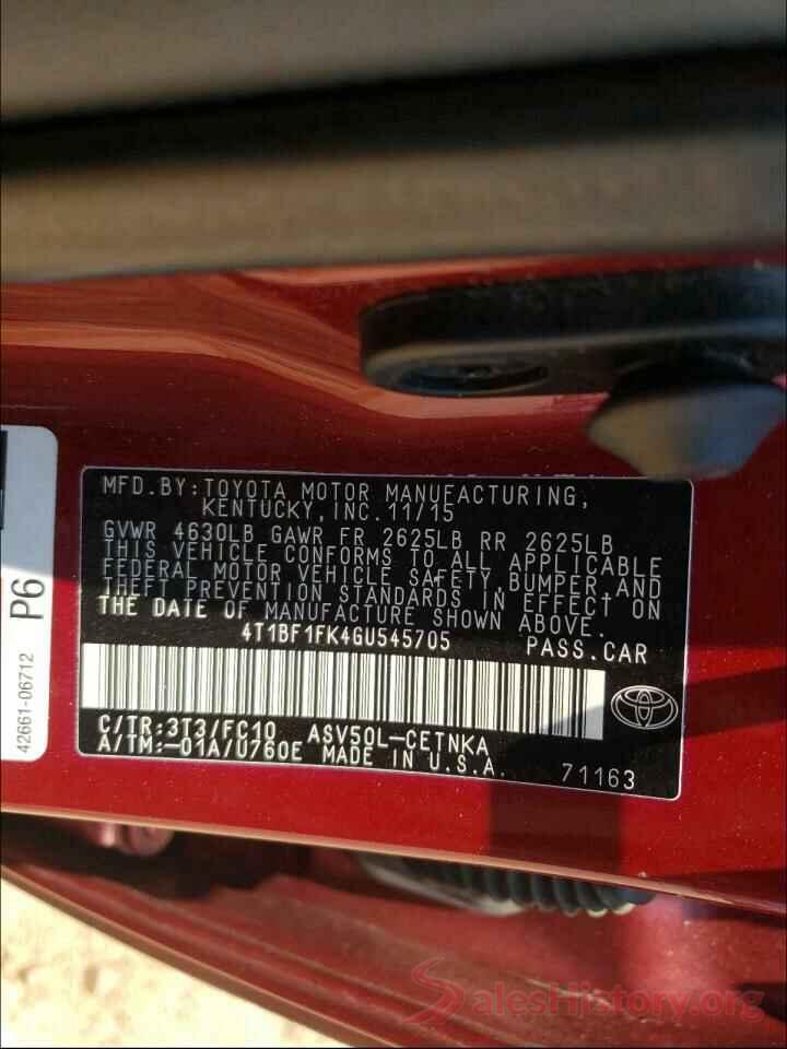 4T1BF1FK4GU545705 2016 TOYOTA CAMRY