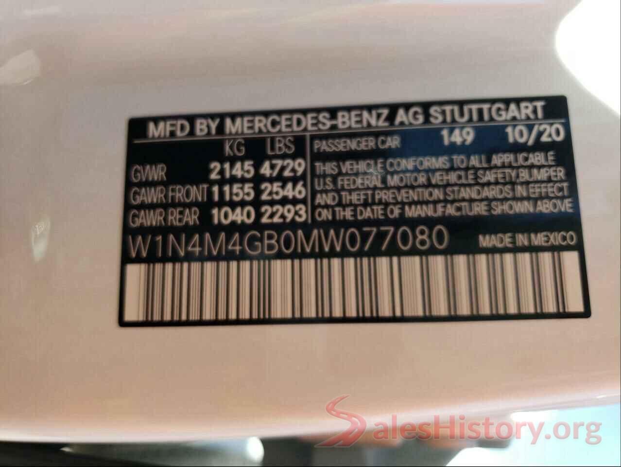 W1N4M4GB0MW077080 2021 MERCEDES-BENZ G CLASS