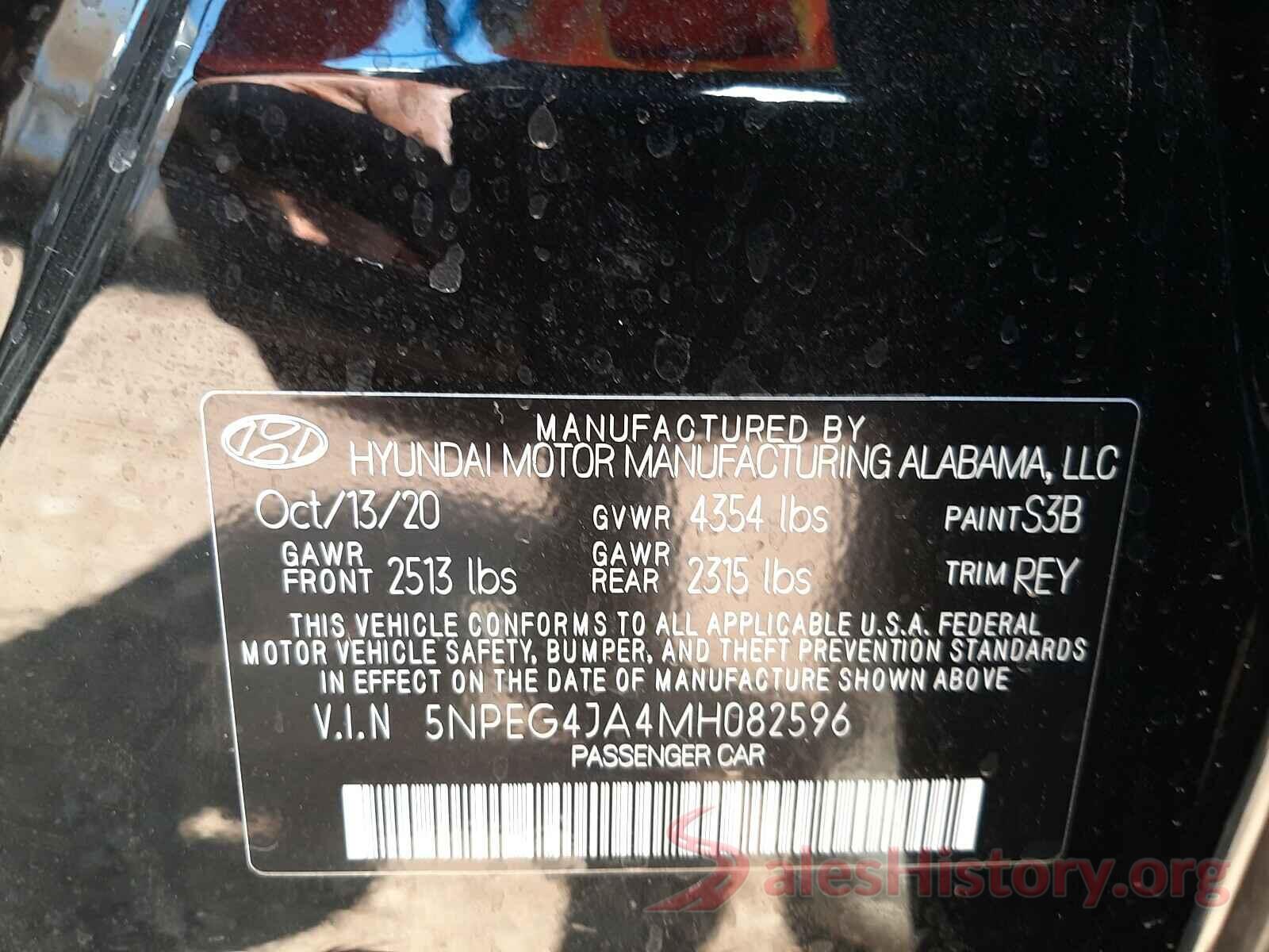 5NPEG4JA4MH082596 2021 HYUNDAI SONATA