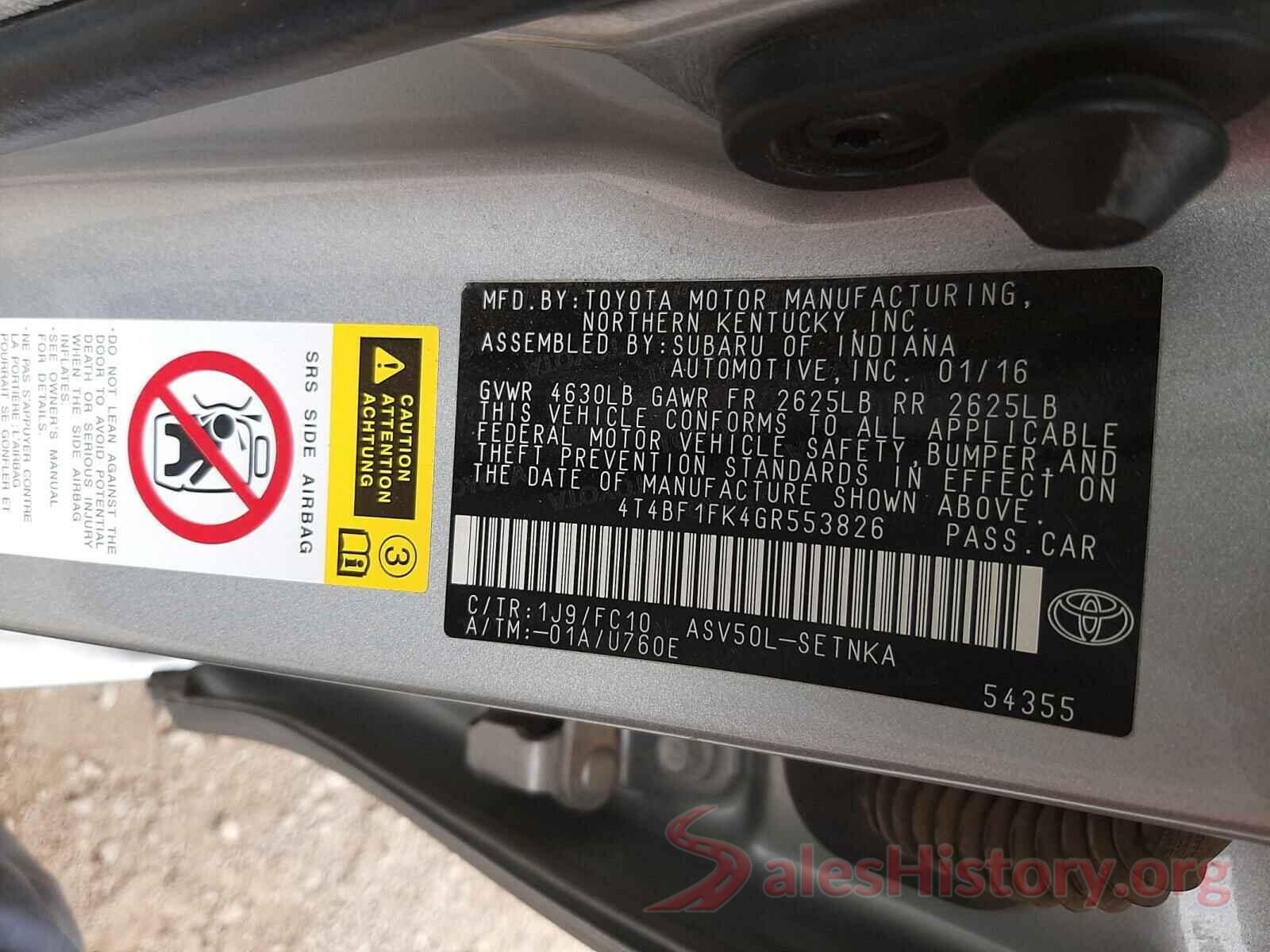 4T4BF1FK4GR553826 2016 TOYOTA CAMRY