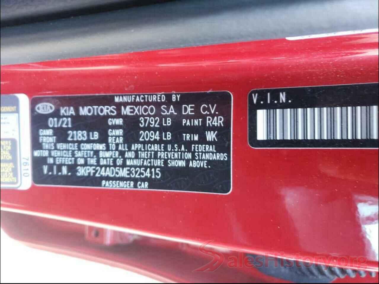 3KPF24AD5ME325415 2021 KIA FORTE