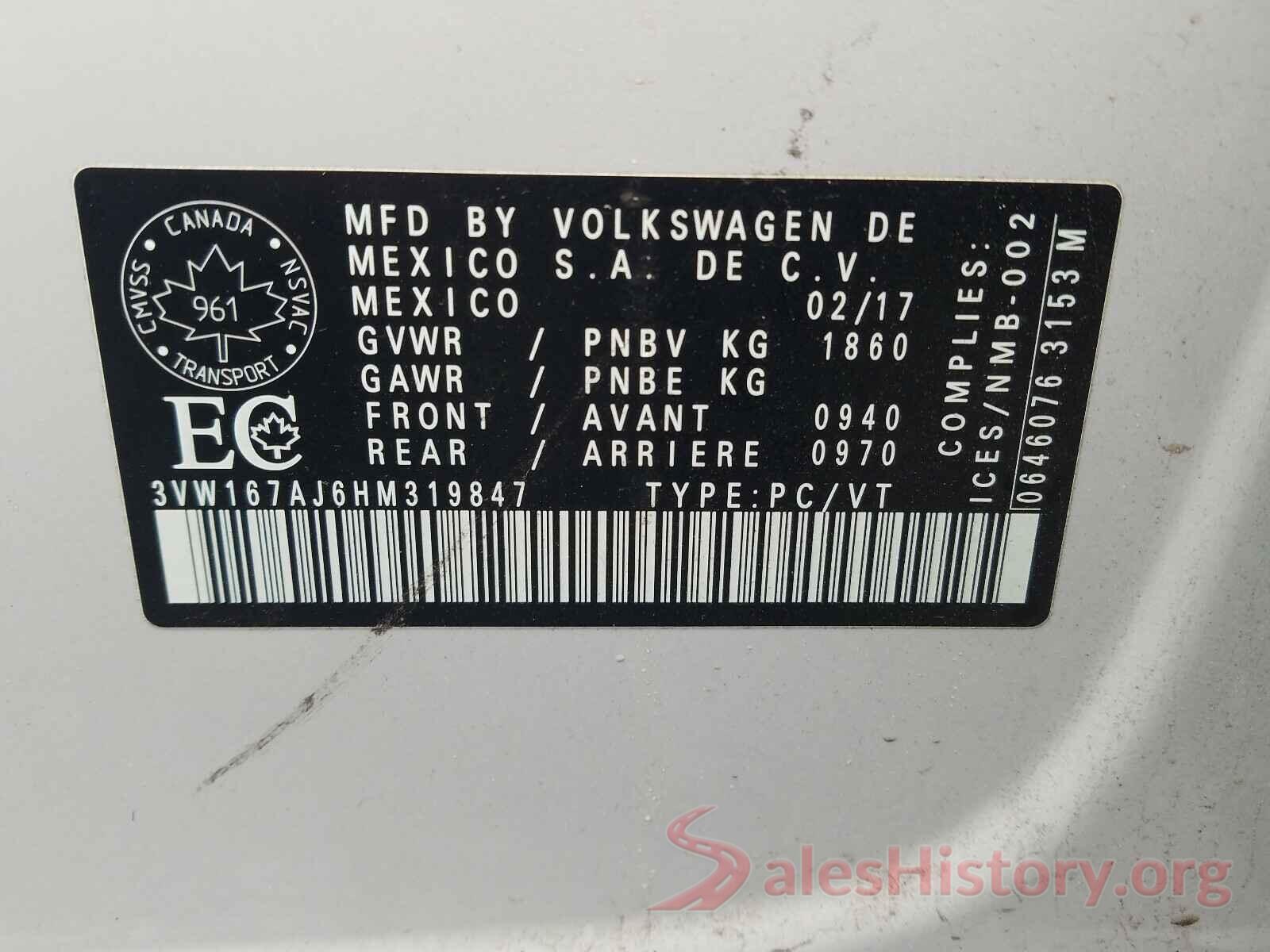 3VW167AJ6HM319847 2017 VOLKSWAGEN JETTA