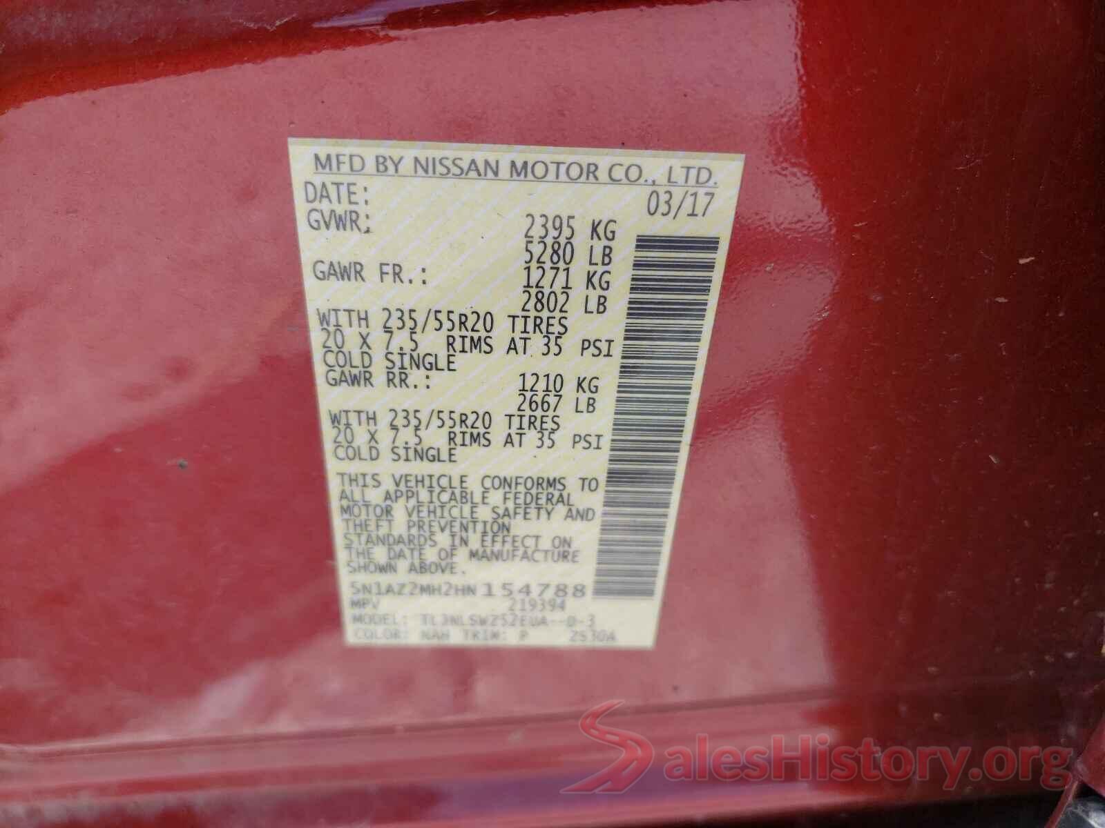 5N1AZ2MH2HN154788 2017 NISSAN MURANO