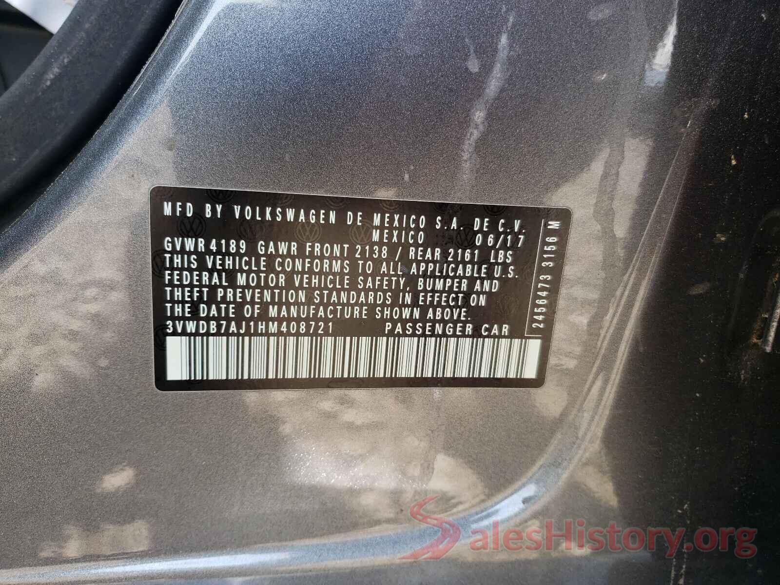 3VWDB7AJ1HM408721 2017 VOLKSWAGEN JETTA